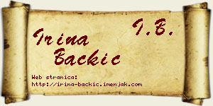 Irina Backić vizit kartica